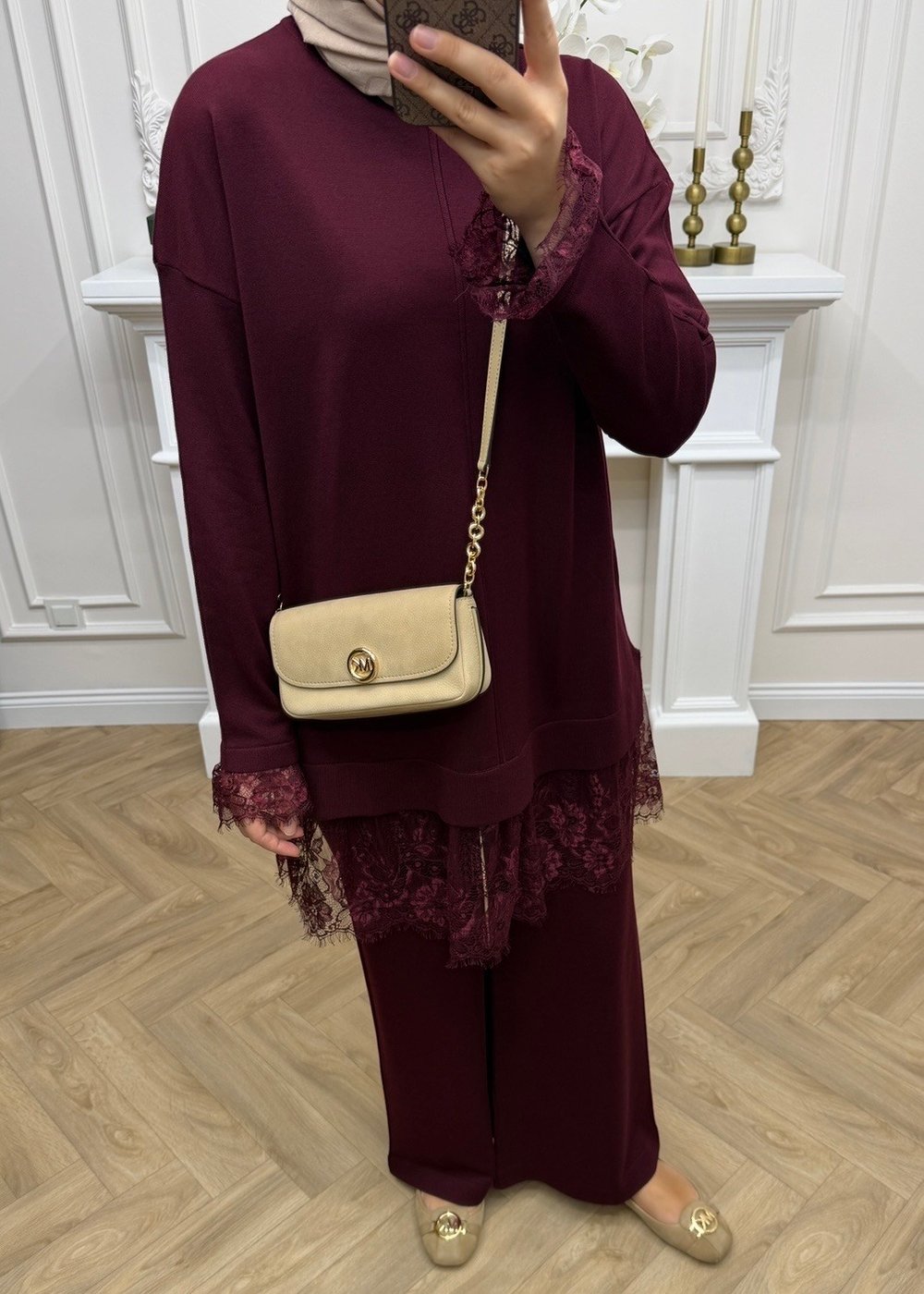 Layla Merserize Takım Bordo