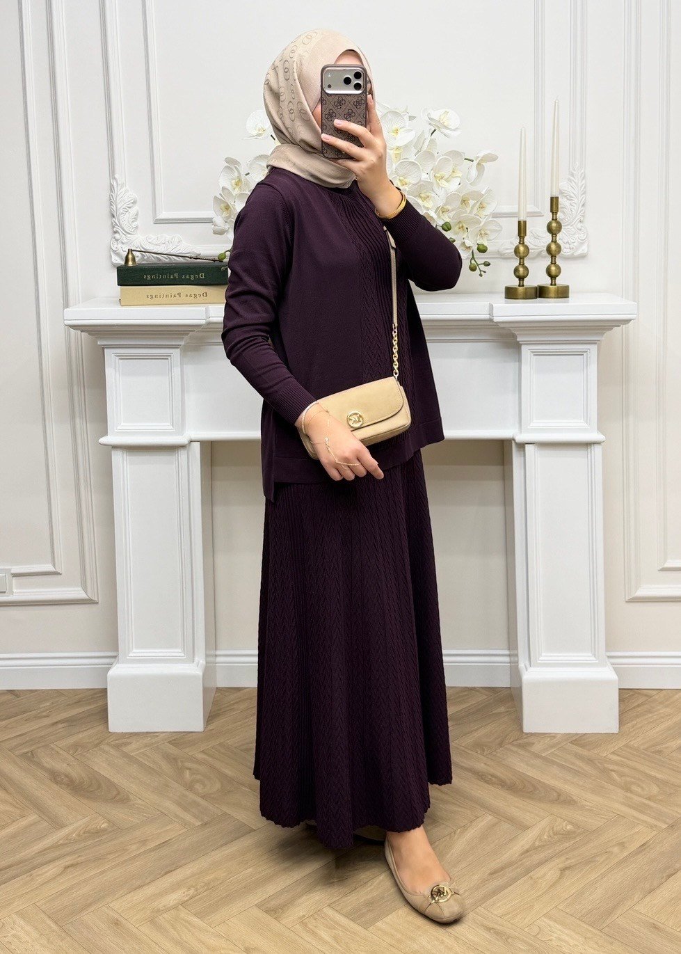 Luvena Merserize Etekli Takım Mürdüm