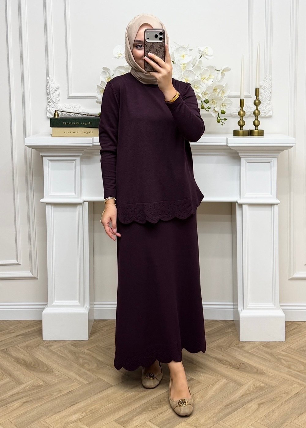 Mayla Merserize Etekli Takım Mürdüm