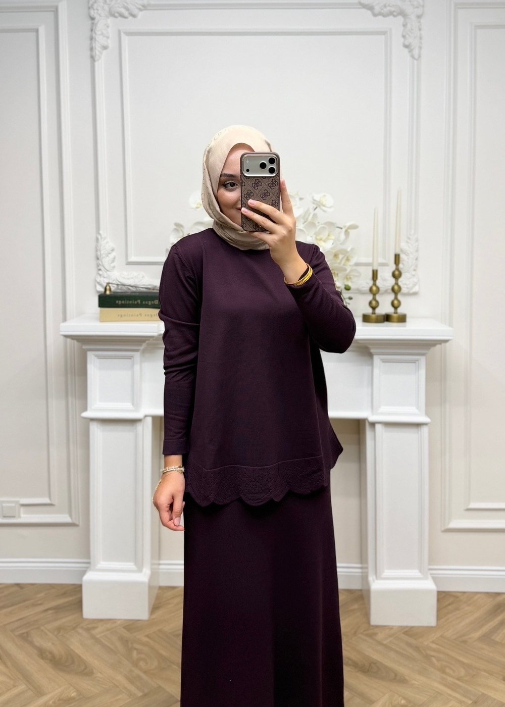 Mayla Merserize Etekli Takım Mürdüm