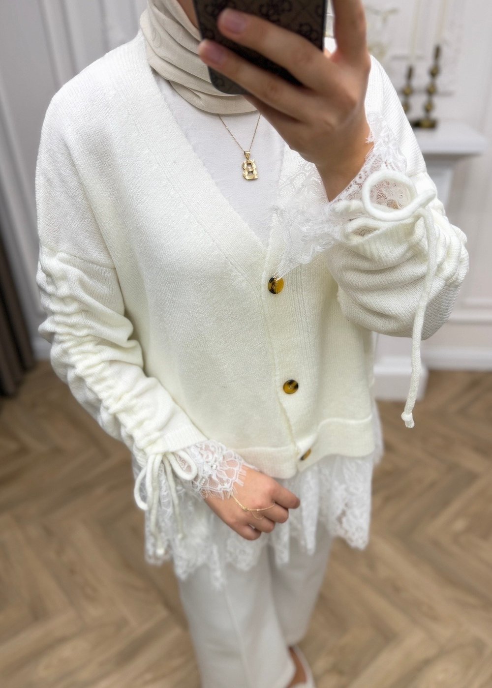 Melissa Dantelli Hırka Beyaz