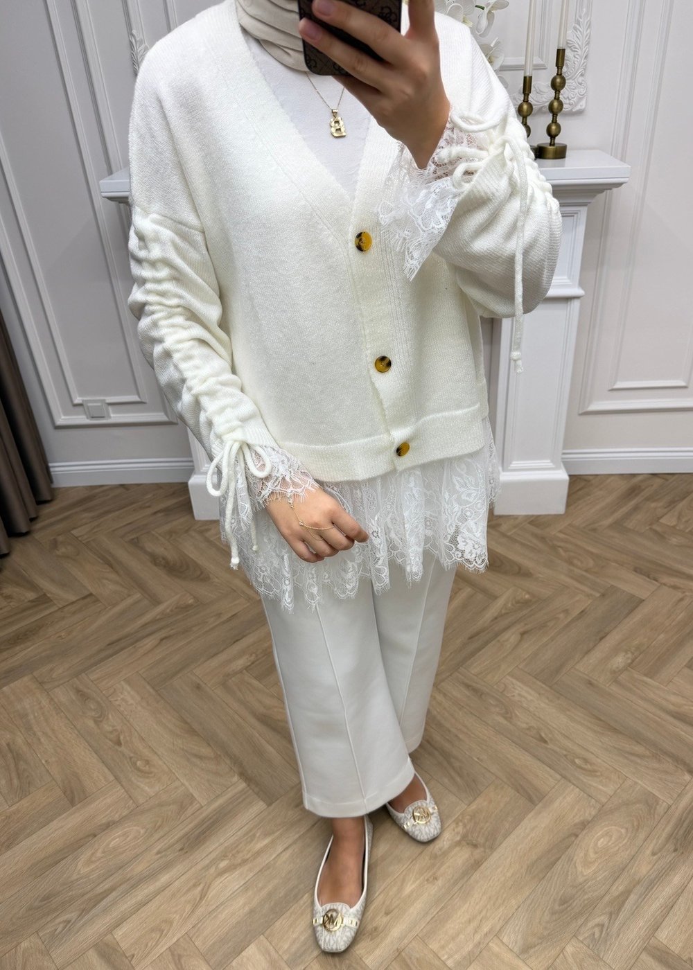 Melissa Dantelli Hırka Beyaz