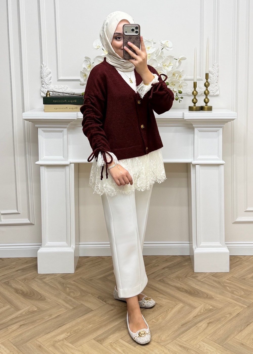 Melissa Dantelli Hırka Bordo