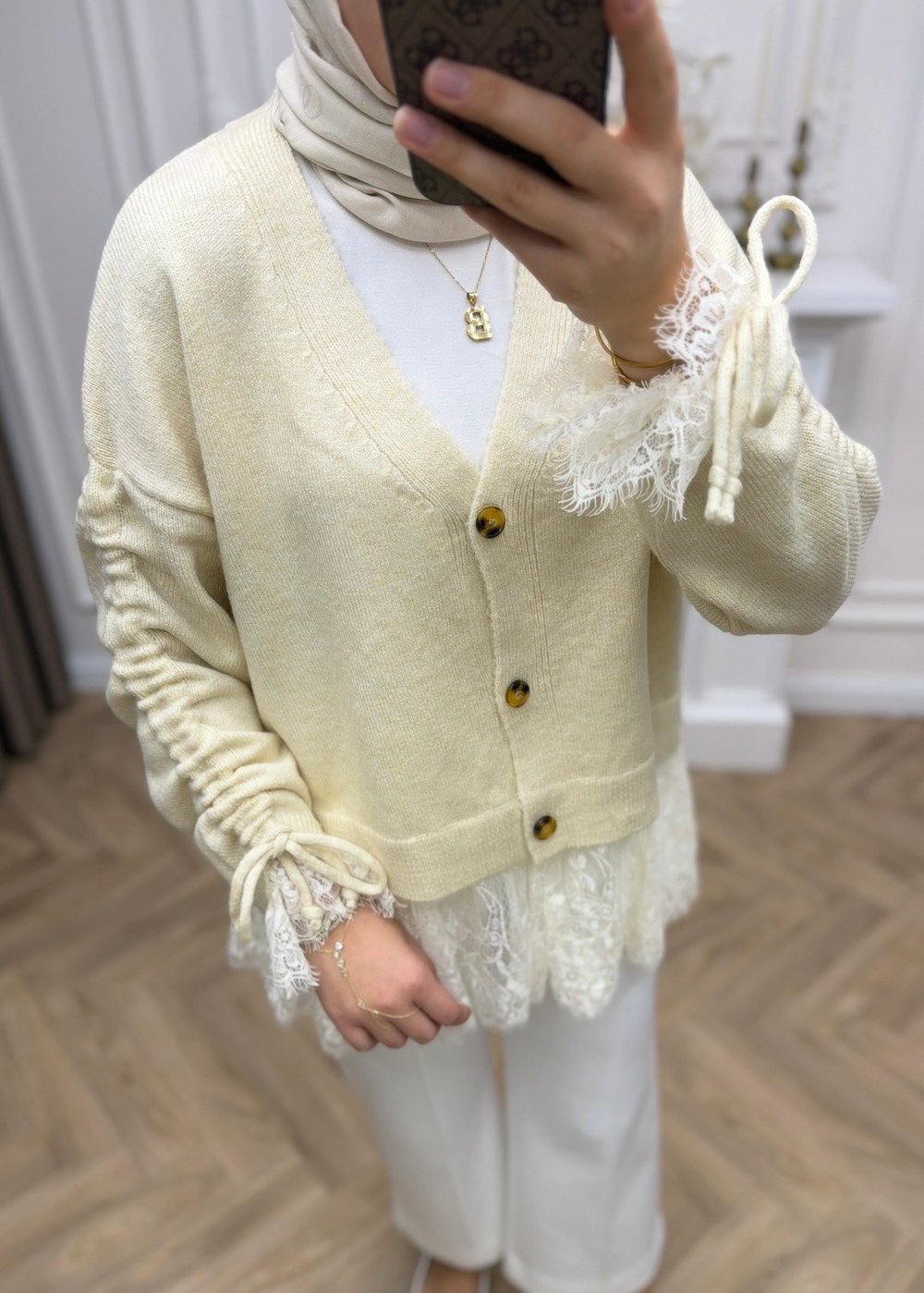 Melissa Dantelli Hırka Ekru