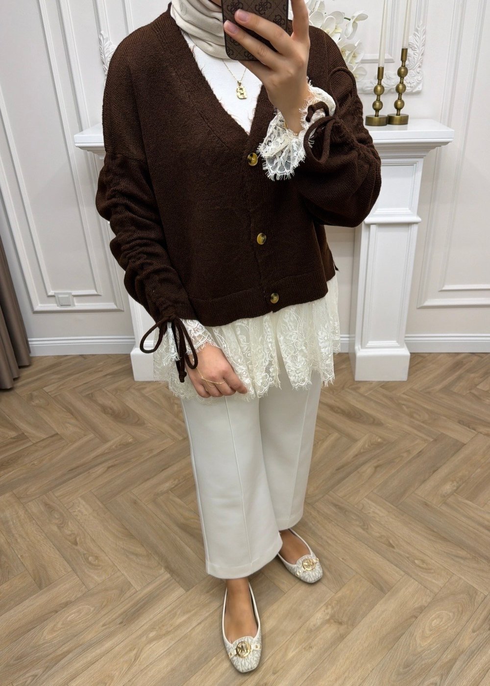 Melissa Dantelli Hırka Kahverengi