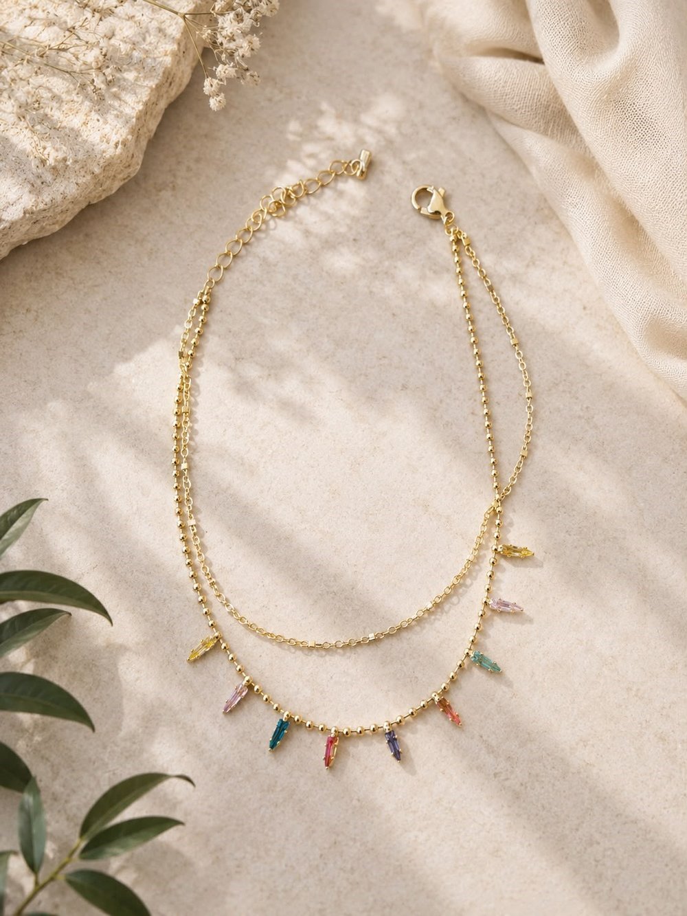 Rainbow Crystal Anklet
