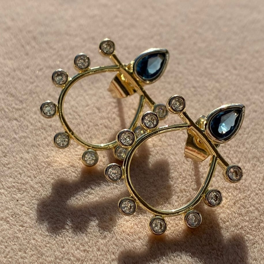 Sapphire Crown Hoops