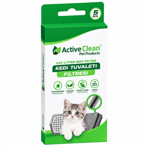Active Clean Kedi Tuvaleti Aktif Karbon Filtresi 20 x 9 cm 5'li
