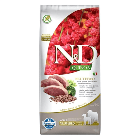 N&D Quinoa Kısırlaştırılmış Ördek ve Brokoli Büyük ve Orta Irk Yetişkin Köpek Maması 12 kg