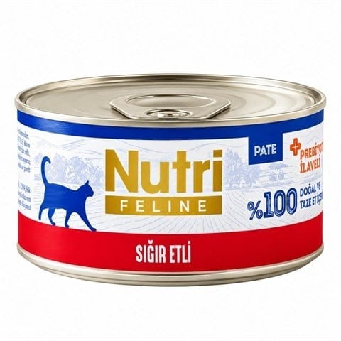 Nutri Feline Sığır Etli Tahılsız ve Prebiyotikli Ezme Yetişkin Konserve Kedi Maması 70 gr
