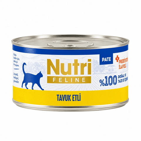 Nutri Feline Tavuk Etli Tahılsız Prebiyotik İlaveli Yetişkin Kedi Konservesi 70 gr