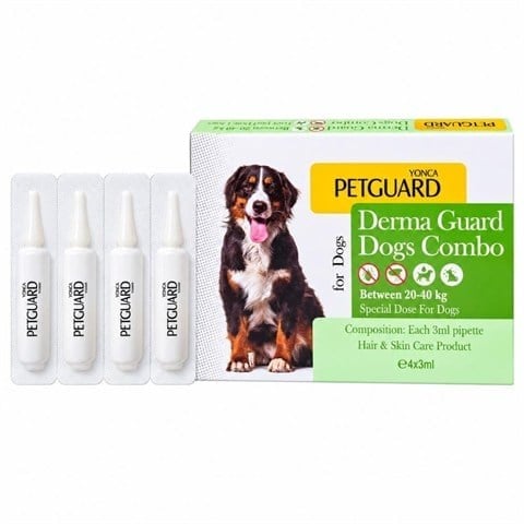 Petguard Derma Guard 20-40 kg Köpekler İçin Deri ve Tüy Bakım Damlası 4 x 3 ml