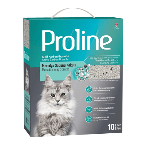 Proline Aktif Karbonlu Marsilya Sabunu Kokulu Bentonit Kedi Kumu 10 lt