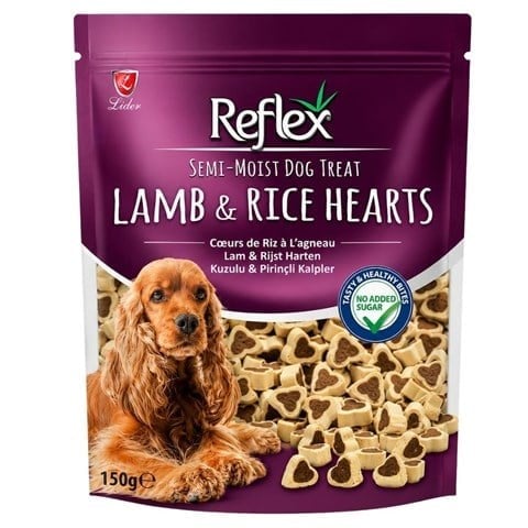 Reflex Kuzulu ve Pirinçli Mini Kalpli Yarı Yumuşak Köpek Ödül Maması 150 gr