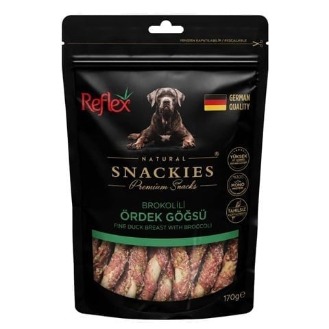 Reflex Snackies Natural Brokolili Ördek Göğsü Tahılsız Köpek Ödül Maması 170 gr