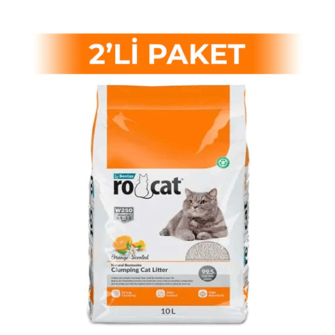 RoCat Portakal Kokulu Bentonit Kedi Kumu 10 lt 2 Adet