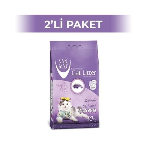 Vancat Lavanta Kokulu İnce Taneli Kedi Kumu 10 kg 2 Adet