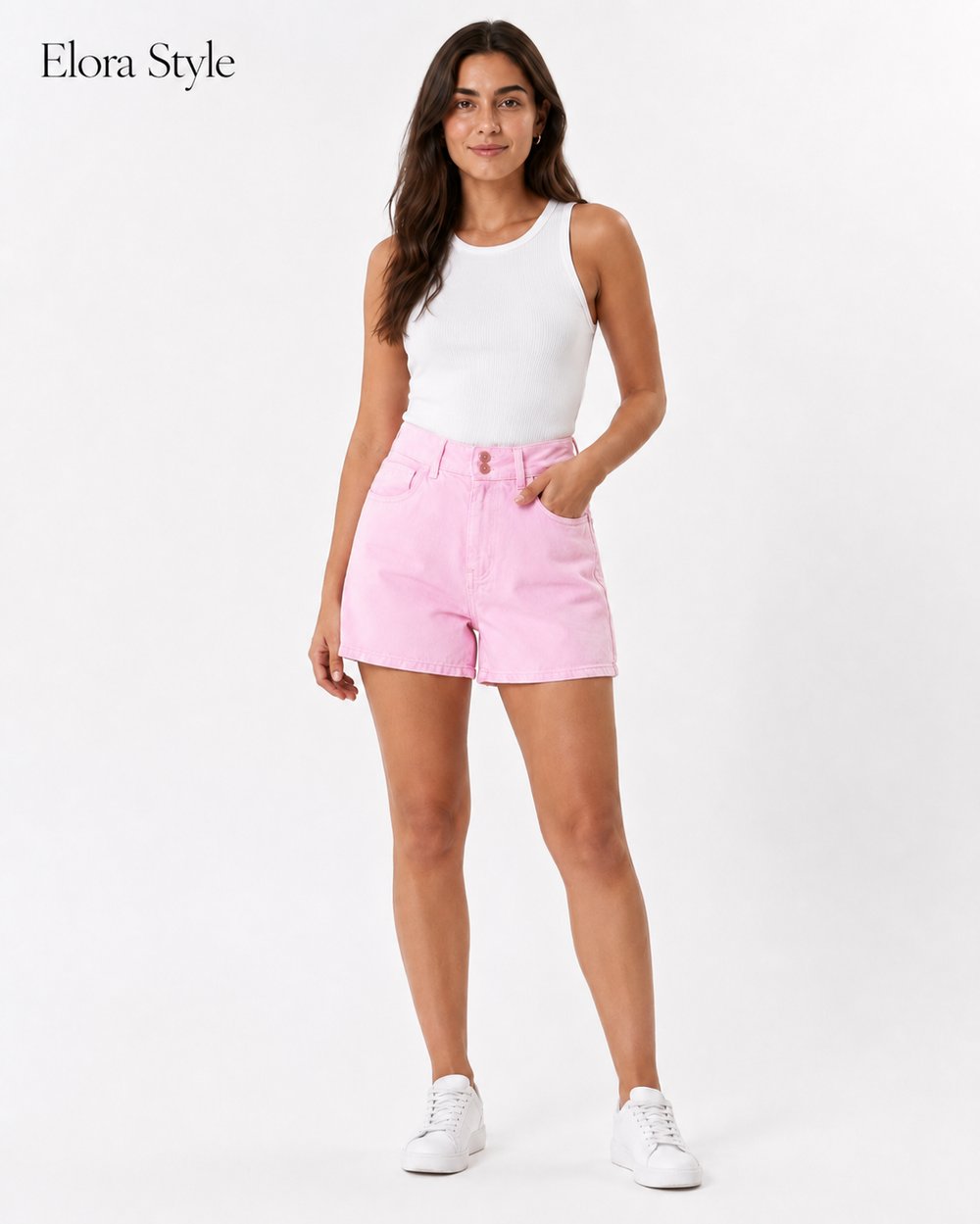Pembe Tensel Denim Şort