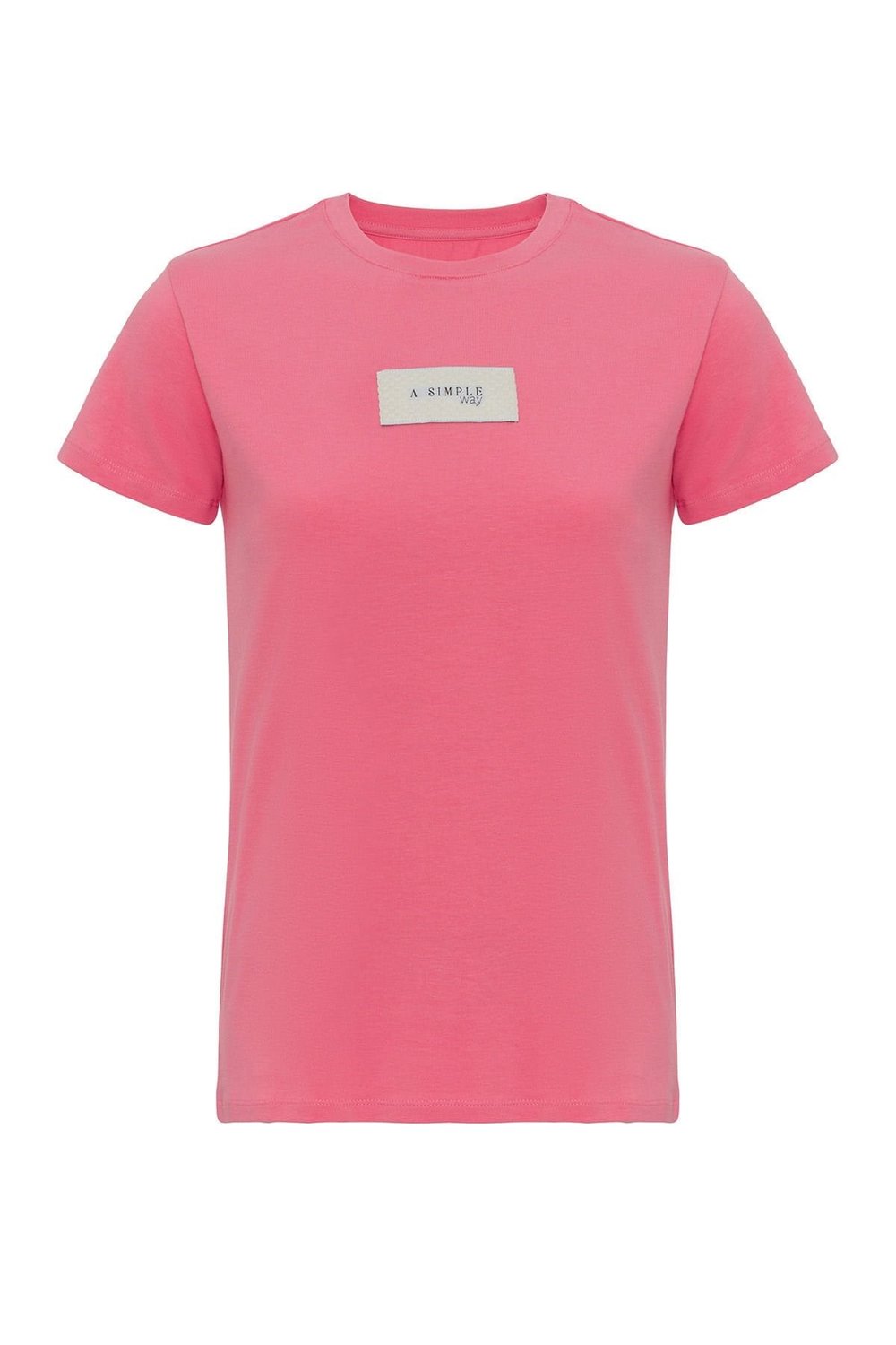 Happy T-shirt Önü Marka Baskılı Pembe