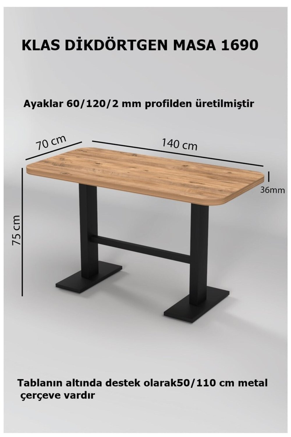KLAS 70/140 YEMEK MASASI, MUTFAK MASASI , KAFE MASASI 1690
