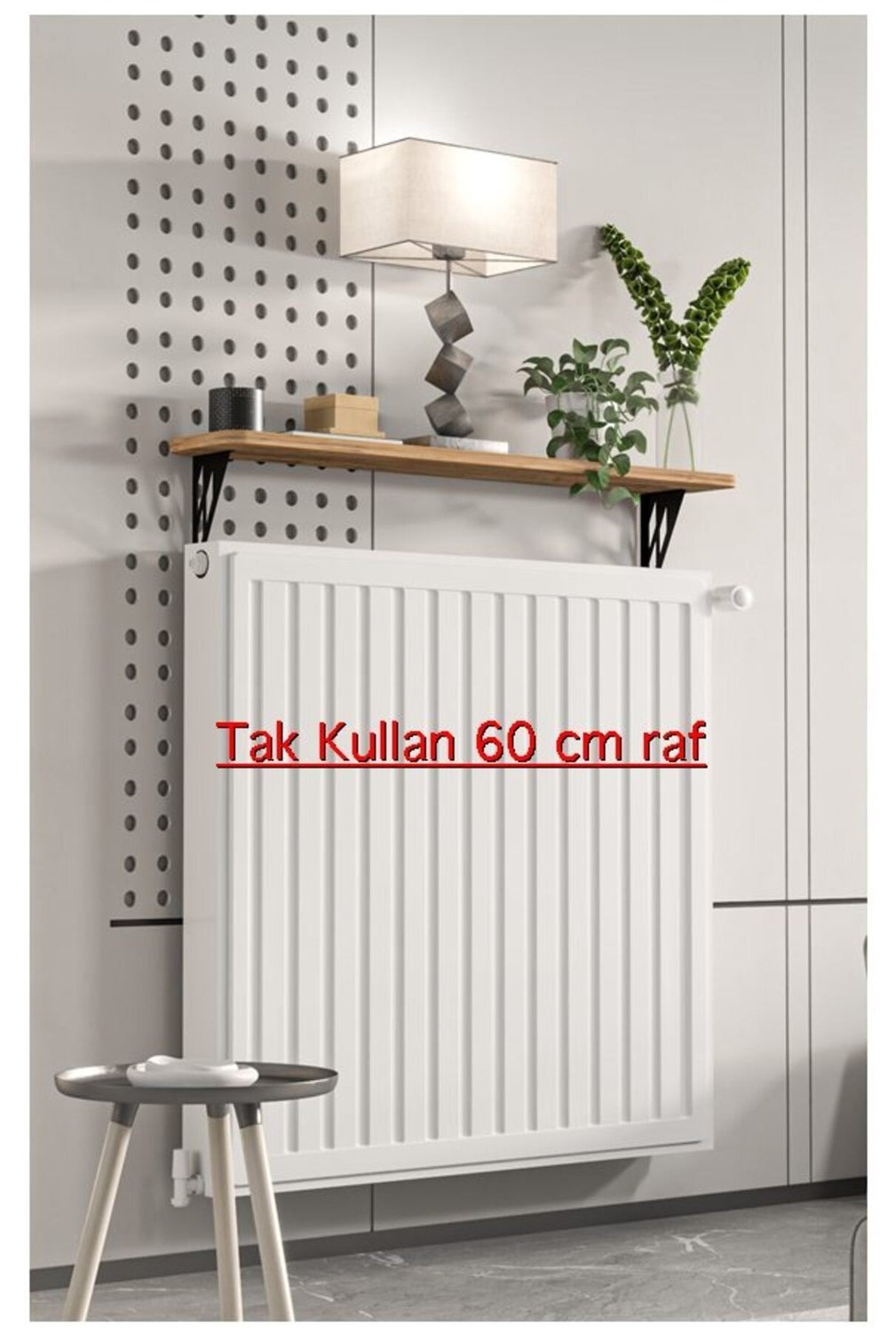 Montajsız Çam Petek Üstü Metal Raf, Kalorifer Peteği Raf Dresuar Uçan Raf 60 Cm 20060