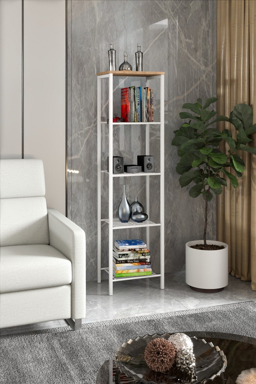 RETODESİGN BEYAZ 40 CM ÇOK AMAÇLI RAF, MUTFAK RAFI , BANYO DÜZENLEYİCİ RAF 1893B