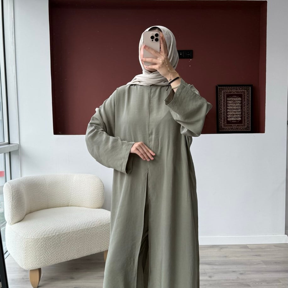 Üçlü Abaya Set - Mint