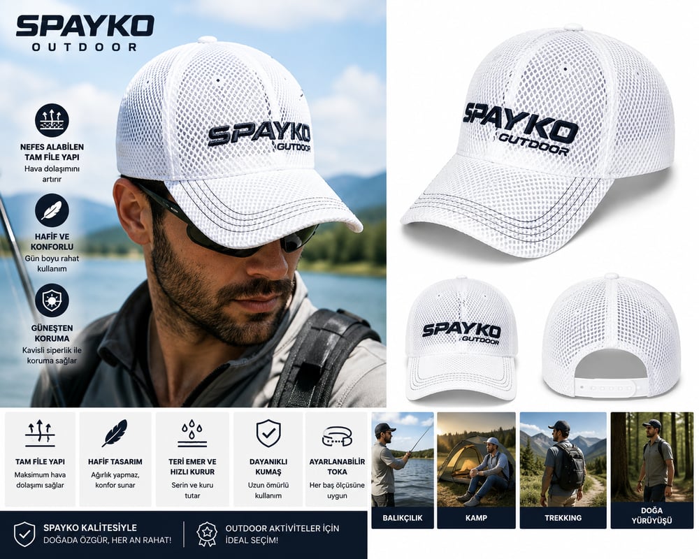 SPAYKO SPORT OUTDOOR BEYAZ ŞAPKA - NT01021A