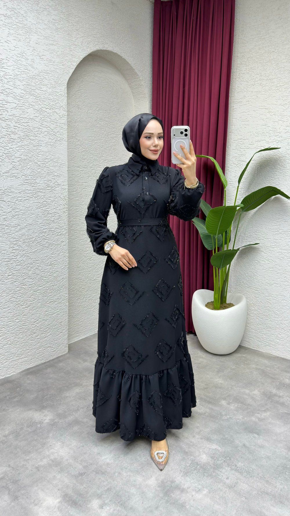 Carmen Püsküllü Elbise 6147 Siyah