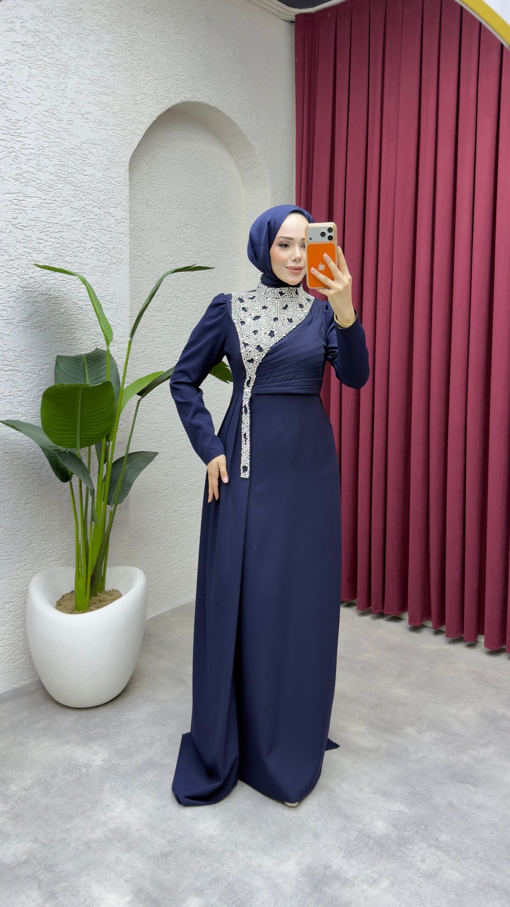 Gülfem Önü Taşlı Abiye 8081 Lacivert