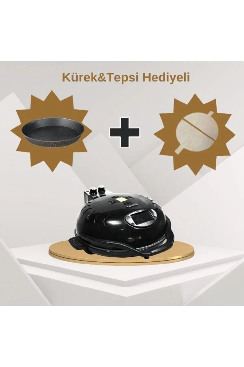 1500W Siyah Ekmek & Pizza Pişirme Makinesi (Pizza Küreği + Kesici + Tepsi Hediyeli)