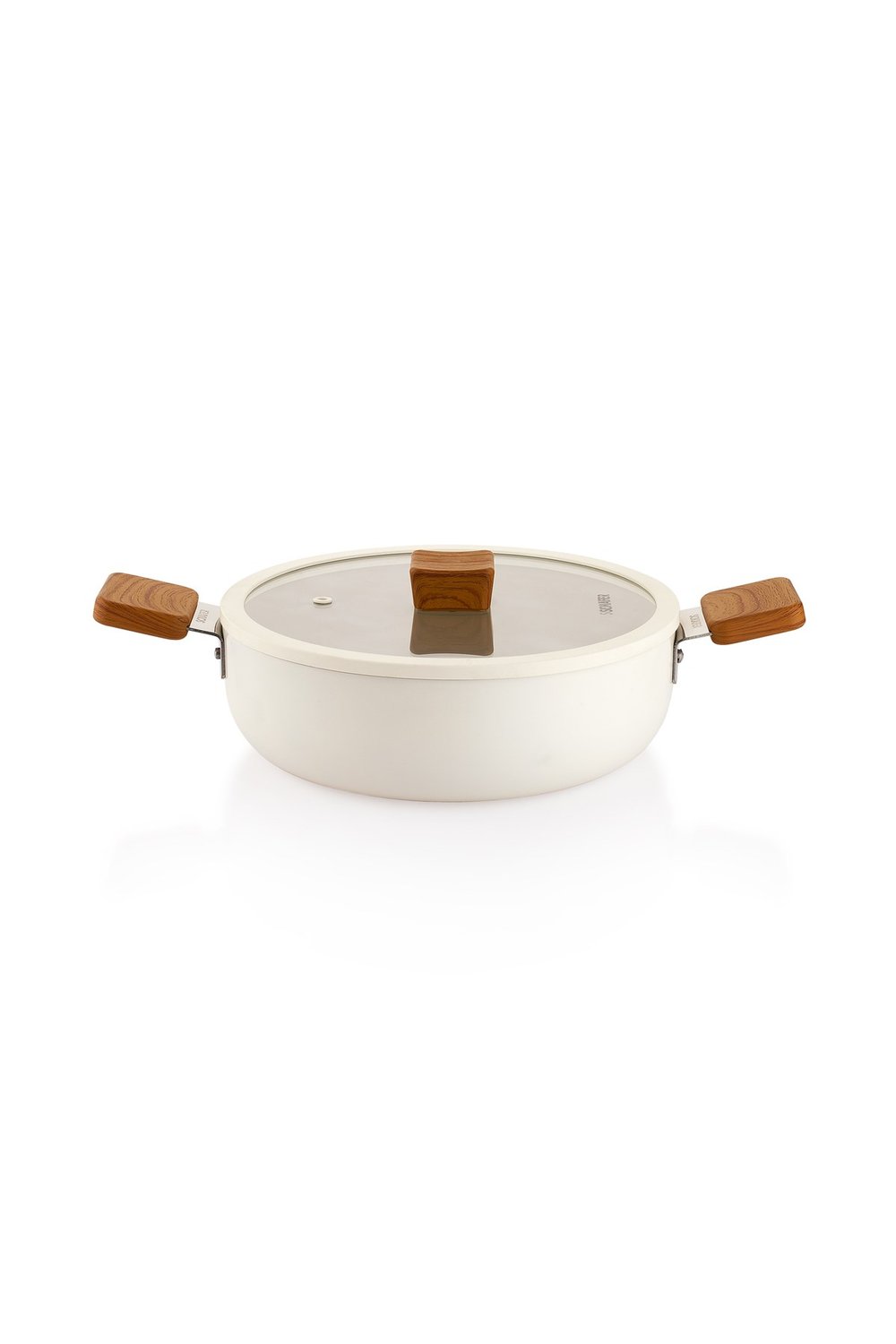 Ceramoni Seramik Basık Tencere 24 Cm-Krem
