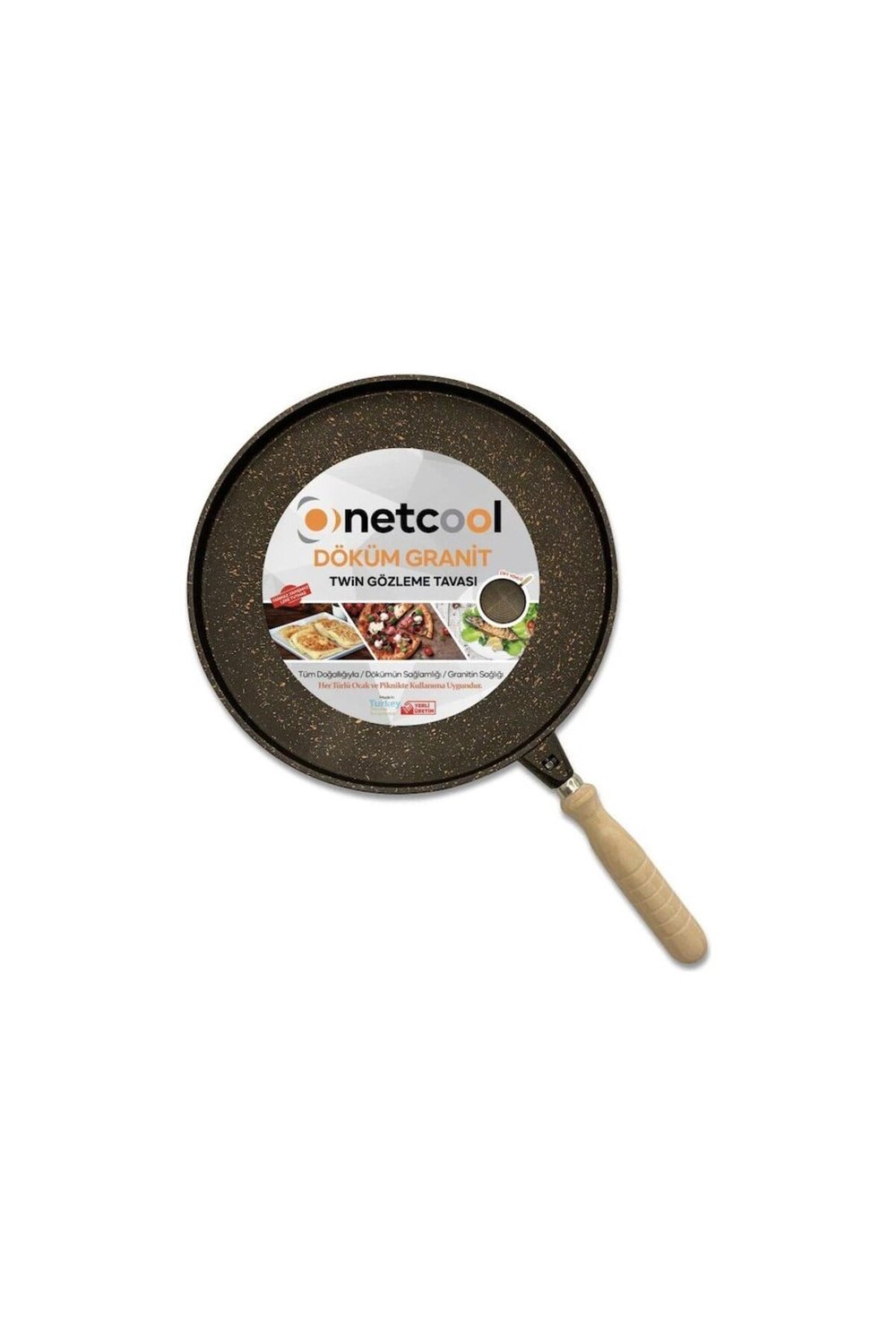 Netcool 36 cm Granit Döküm Gözleme Bazlama Krep Tavası | Çok Amaçlı | BPA İçermez