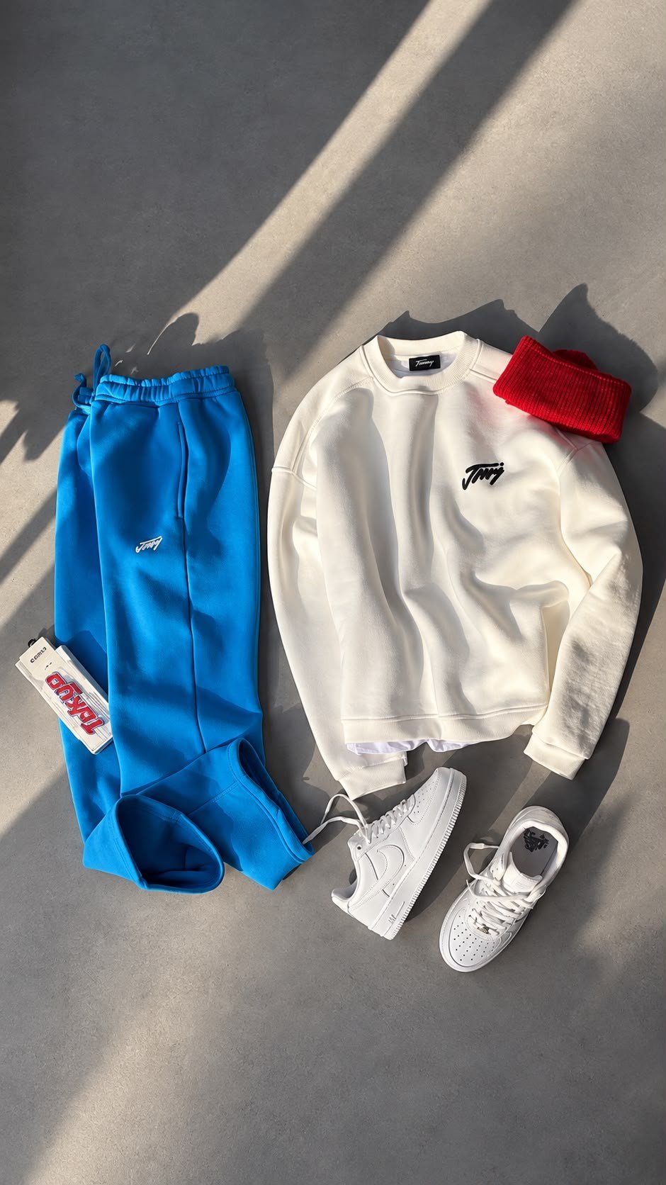 üçiplik sweat imza baskılı alt baggy  takım