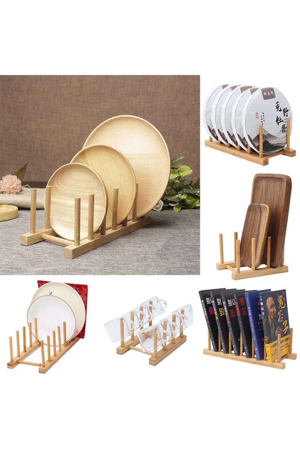 Bambu Tabak Rafı, Kitaplık ve Organizer Standı- Bambu Tencere Kapak Standı