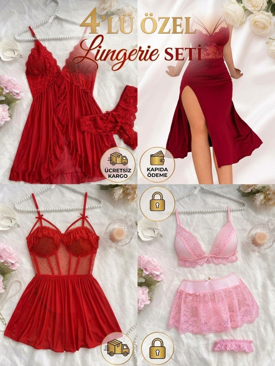 Kırmızı Tutku & Pembe Düş Seti 4 lü Set