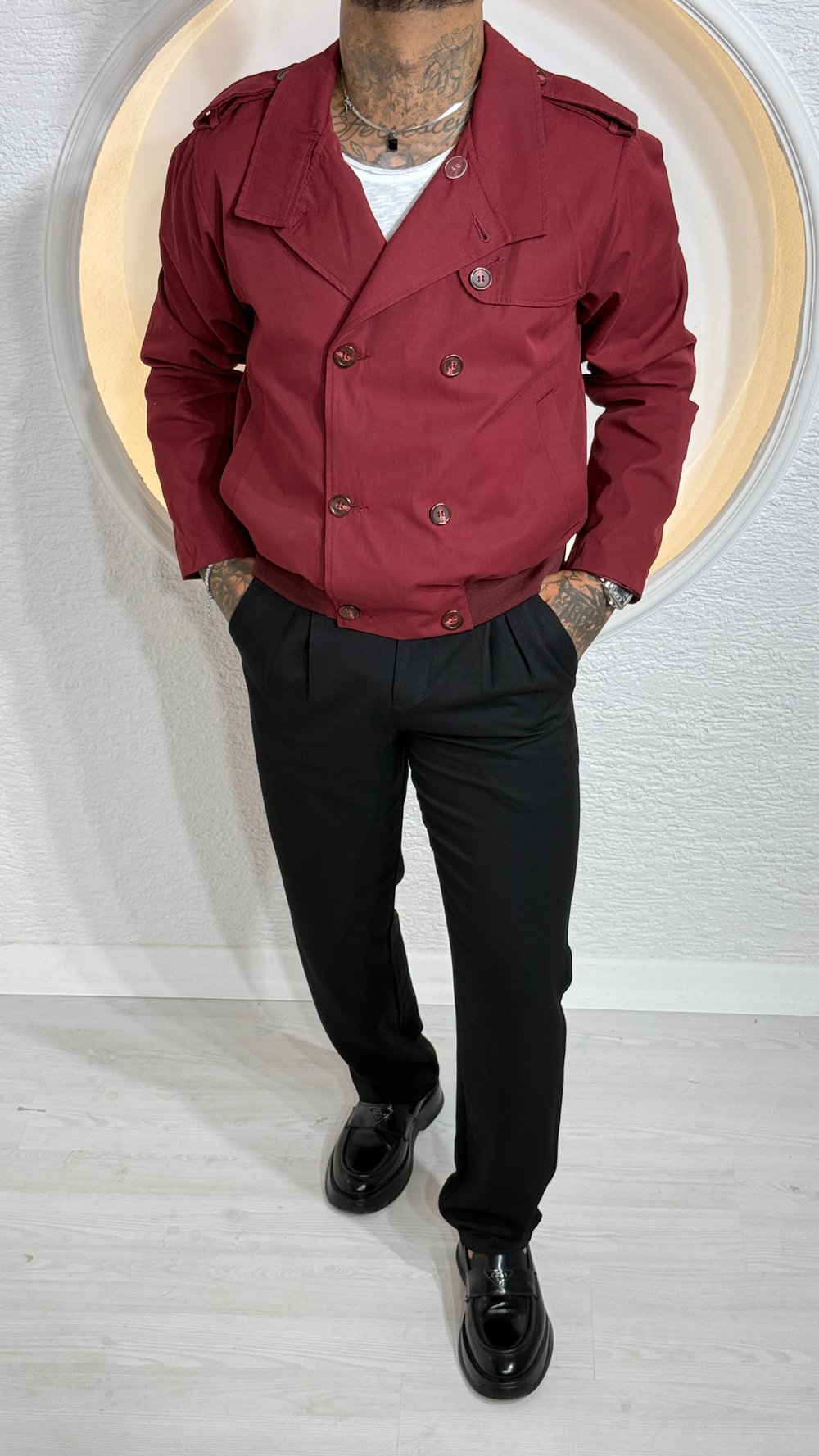 BORDO BELBOY DÜĞMELİ TRENÇKOT