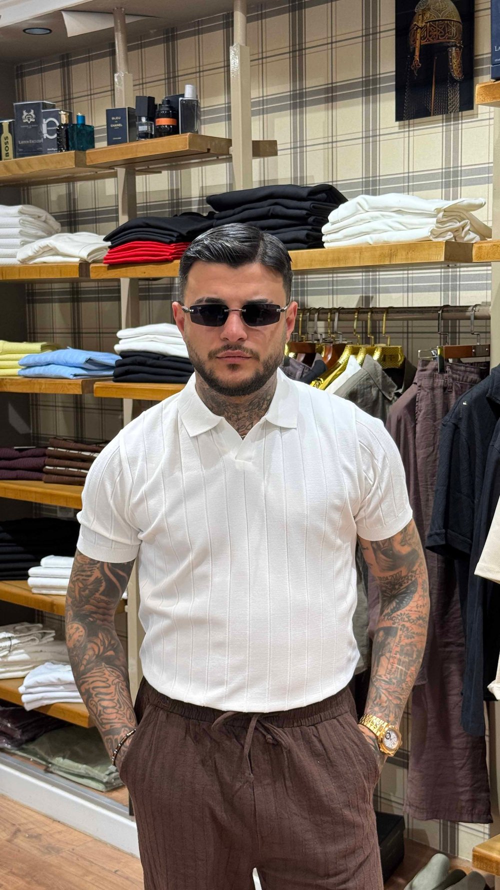 Çizgi Dokulu Polo Yaka Triko