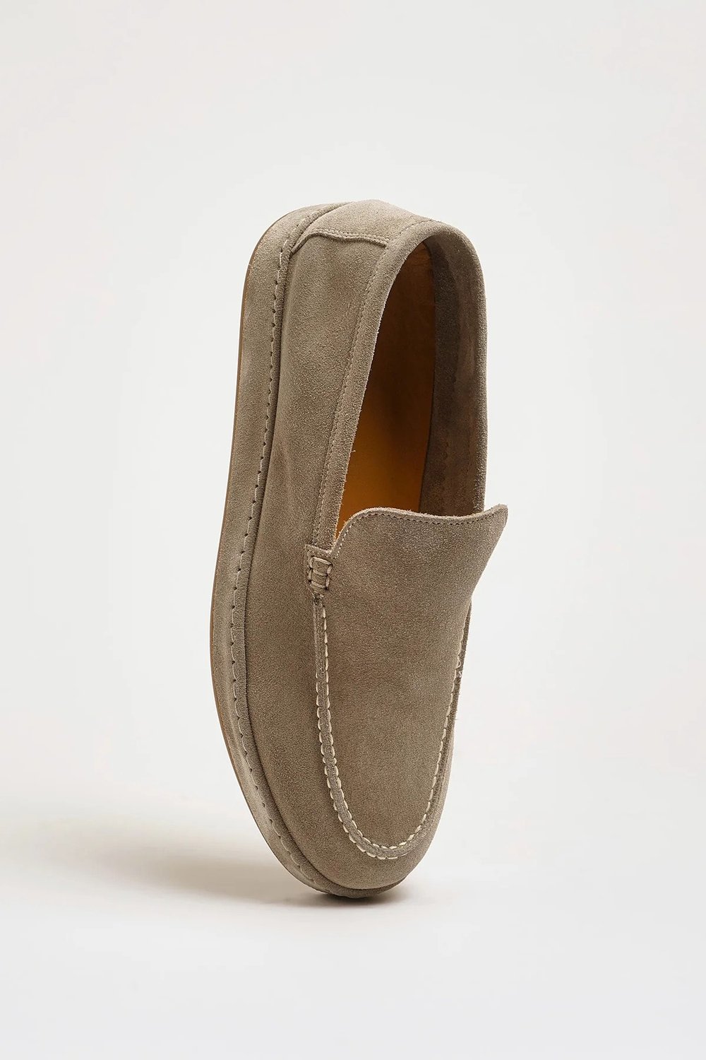 Flint Model Hakiki Süet Deri Kauçuk Taban Loafer Ayakkabı - TAŞ