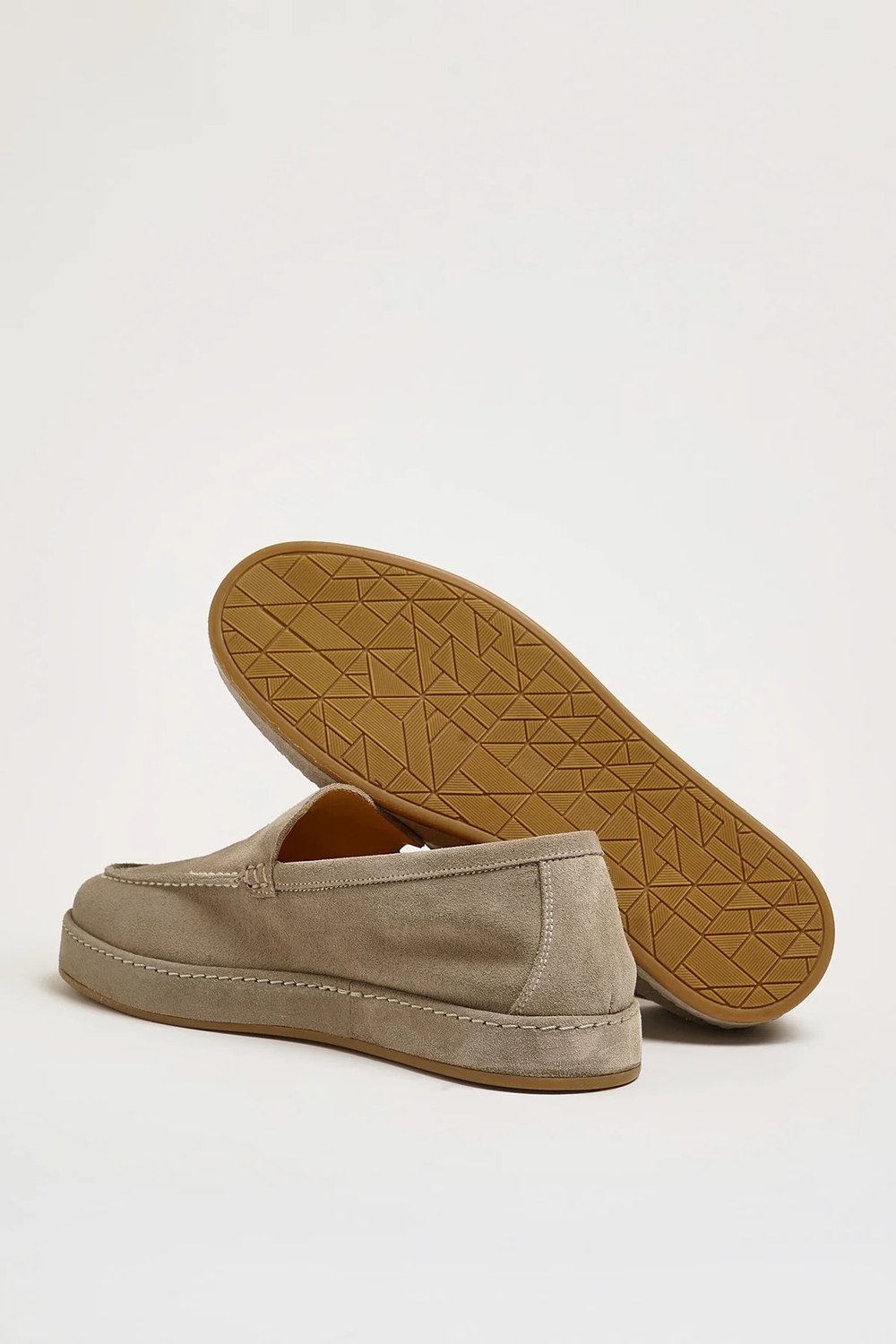 Flint Model Hakiki Süet Deri Kauçuk Taban Loafer Ayakkabı - TAŞ