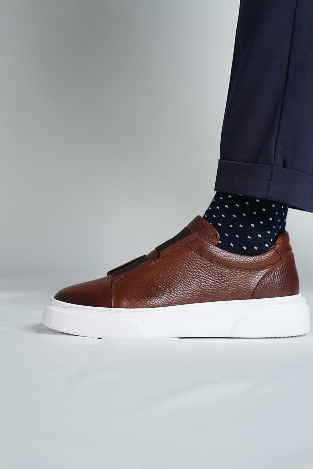 Gogh Model Lastik Detaylı Natural Deri Eva Taban Sneaker Ayakkabı - KAHVERENGİ