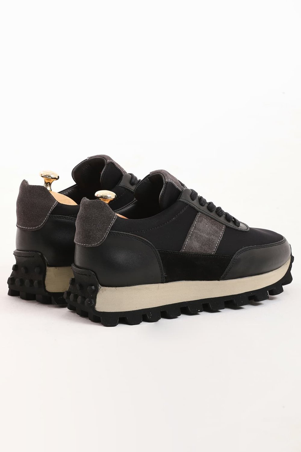 Grass Model Hakiki Kombinasyonlu Deri Eva Taban Sneaker Ayakkabı - SİYAH