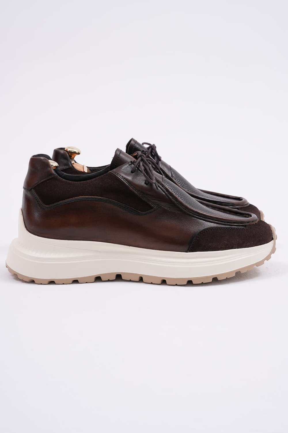 Ikon Model Hakiki Floater Deri Casual Sneakers Ayakkabı - KAHVERENGİ