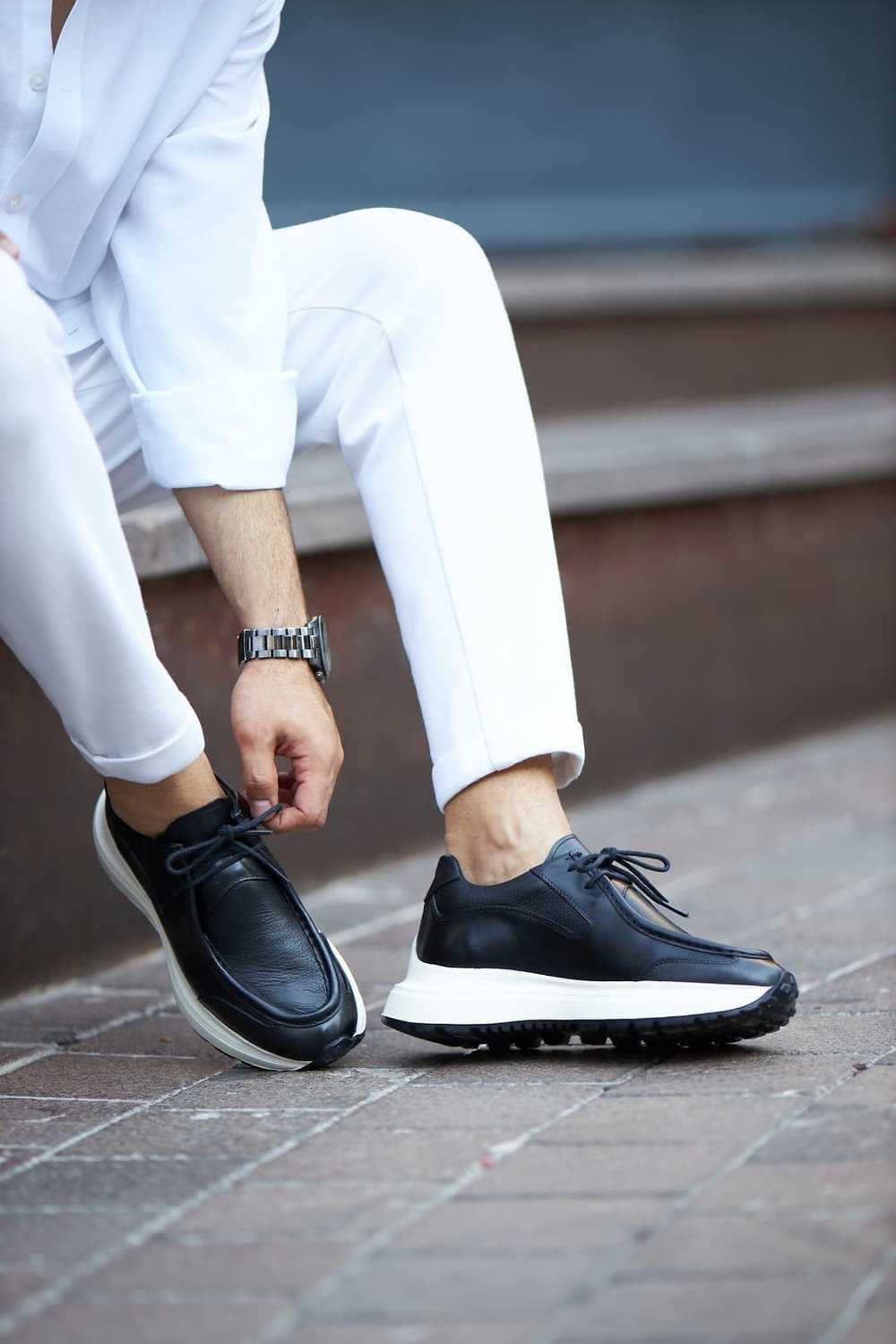 Ikon Model Hakiki Floater Deri Casual Sneakers Ayakkabı - SİYAH