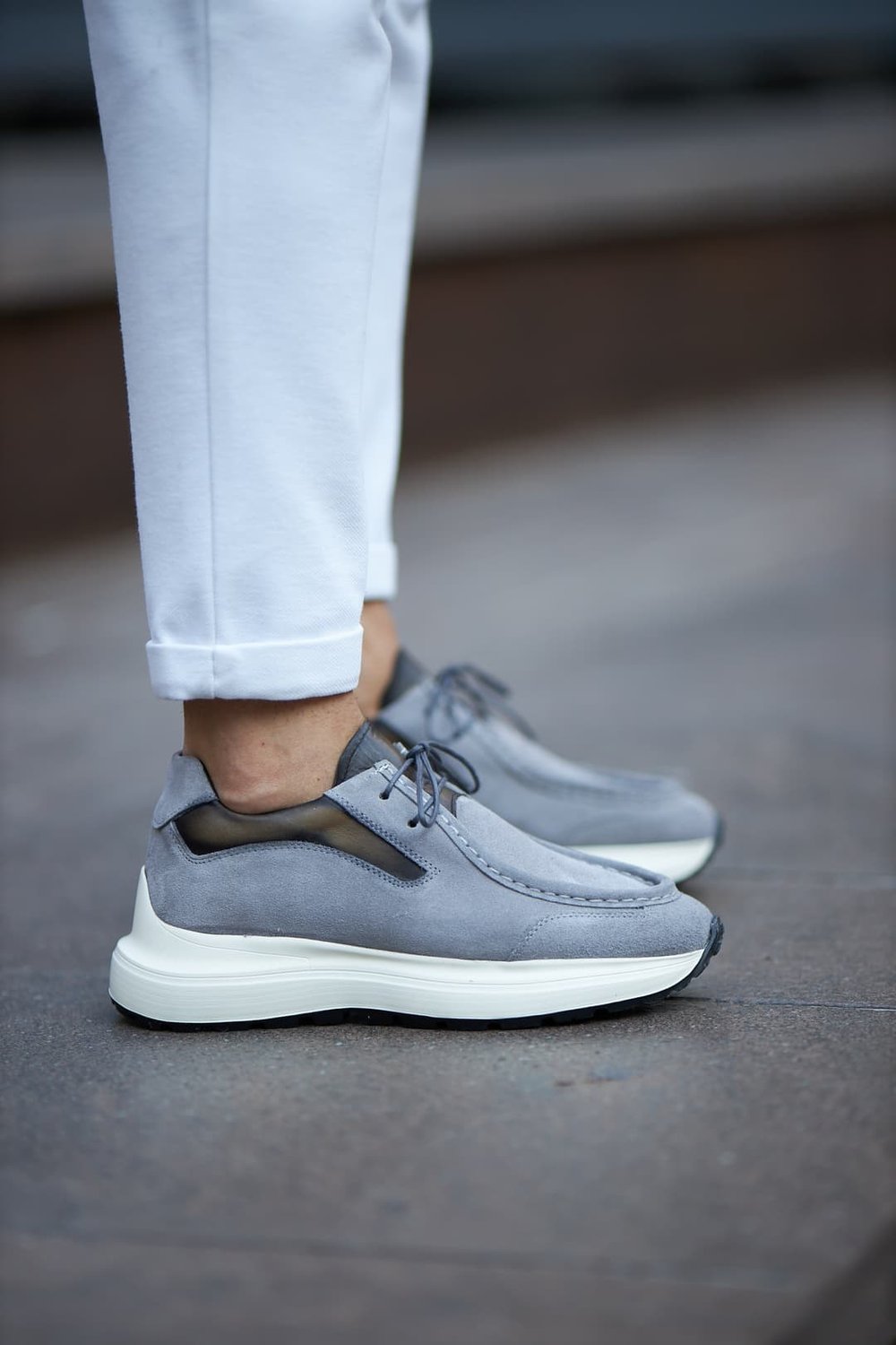 Ikon Model Hakiki Süet Deri Casual Sneakers Ayakkabı - GRİ