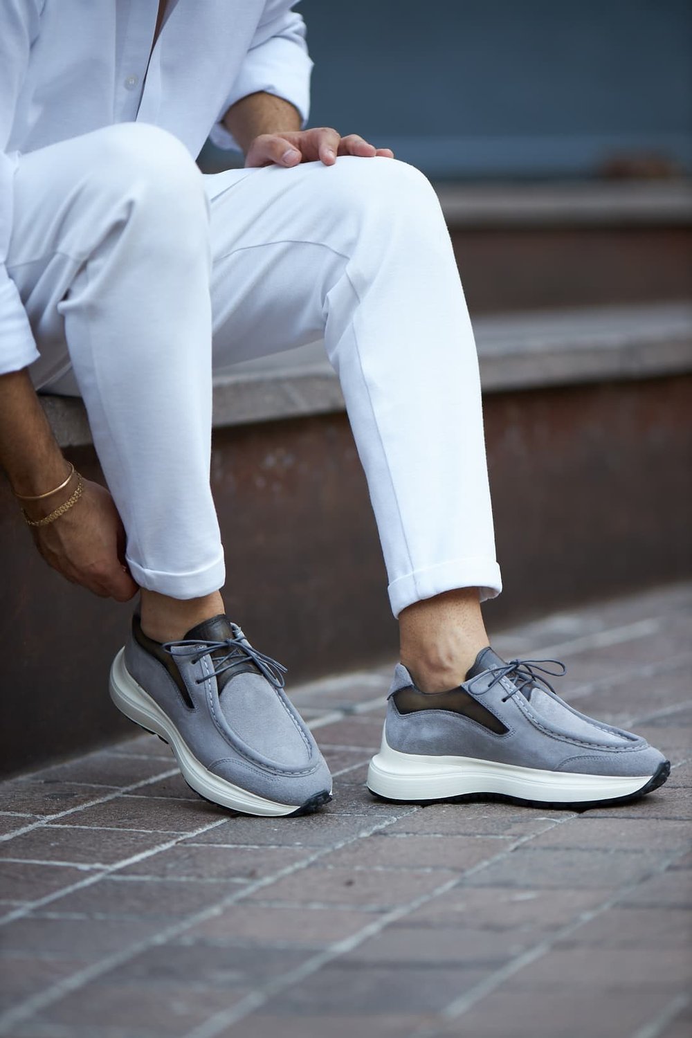 Ikon Model Hakiki Süet Deri Casual Sneakers Ayakkabı - GRİ