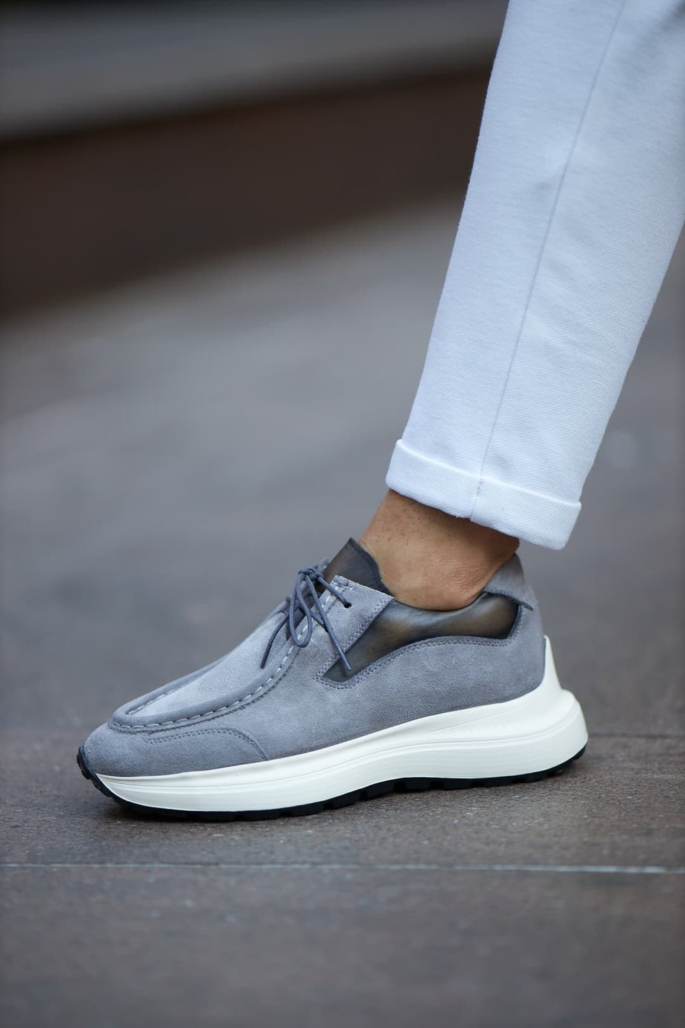 Ikon Model Hakiki Süet Deri Casual Sneakers Ayakkabı - GRİ