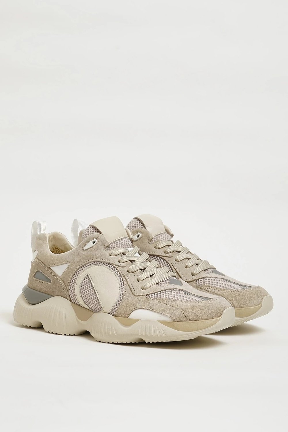 John Model Hakiki Kombinasyonlu Deri İthal Taban Sneaker Ayakkabı - BEJ