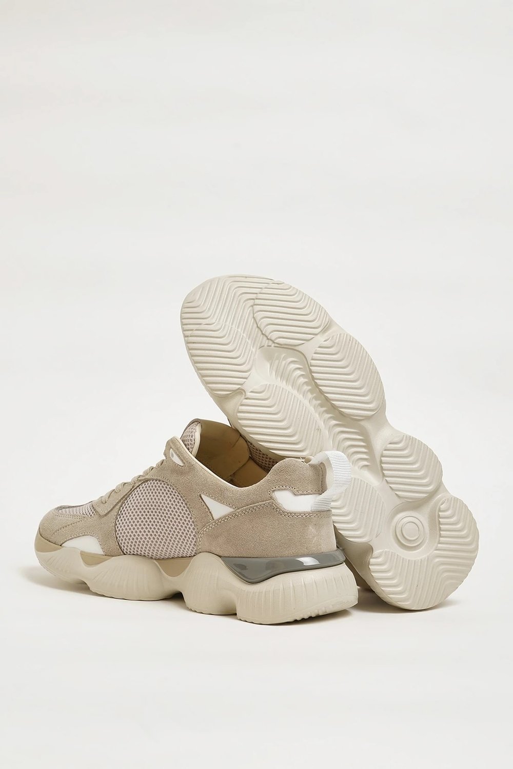 John Model Hakiki Kombinasyonlu Deri İthal Taban Sneaker Ayakkabı - BEJ