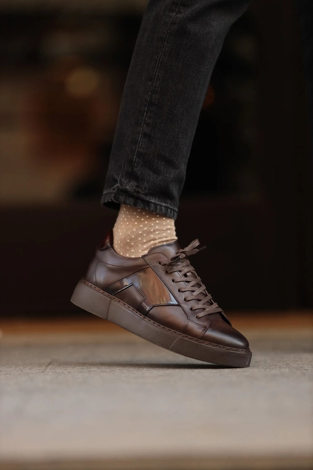 Justin Model Hakiki Kombinasyonlu Deri Eva Taban Sneaker Ayakkabı - KAHVERENGİ
